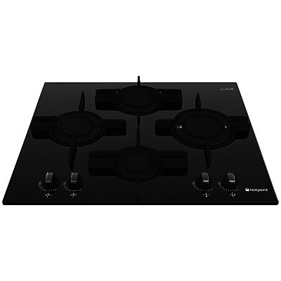 Hotpoint Luce GX641FGK Gas Hob, Black Glass Hotpoint Luce GX641FGK Gas Hob, Black Glass